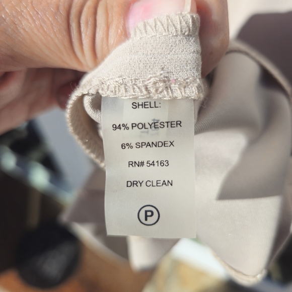 Nude minimalist dress with one shoulder ruffle knee length Calvin Klein Sz 6 021 - Picture 6 of 7